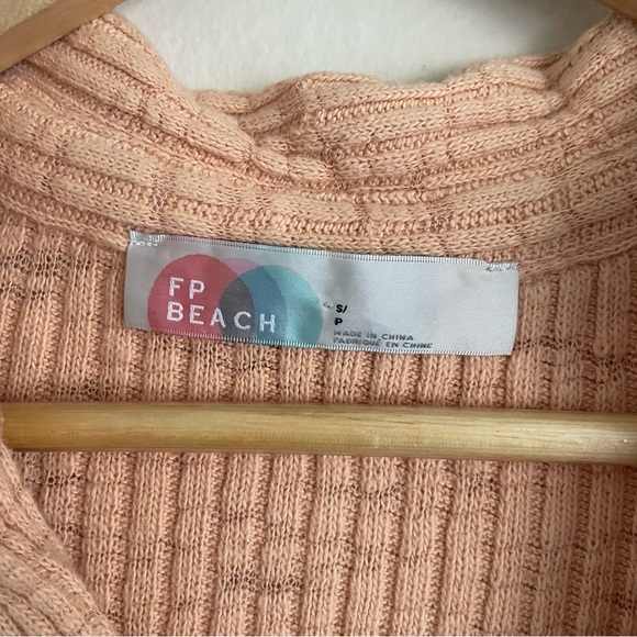 Free People Beach Pacific Maxi Peach Dress Ribbed V-Neck Size S Resort Vacation - Picture 4 of 6